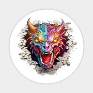 Dragon Head Crack In A Wall 3d Art Magnet